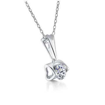 Luxury  925 Sterling Silver Moissanite Diamond Pendant Women Heart Shape Hollow Setting Large Diamond Wedding Party Necklace